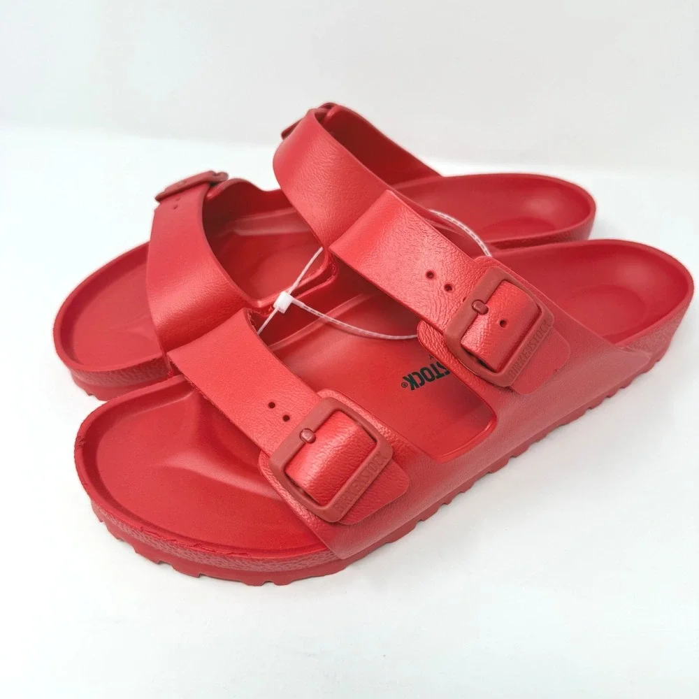 Birkenstock Arizona EVA Red Sandals Mens 12 L14 M12 45 Two Strap Slides NEW